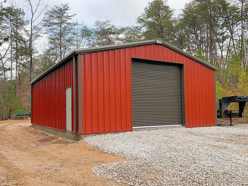 Red metal building