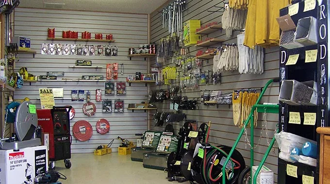 Welding supplies, tools, gloves, and equipment in The Railroad Yard store
